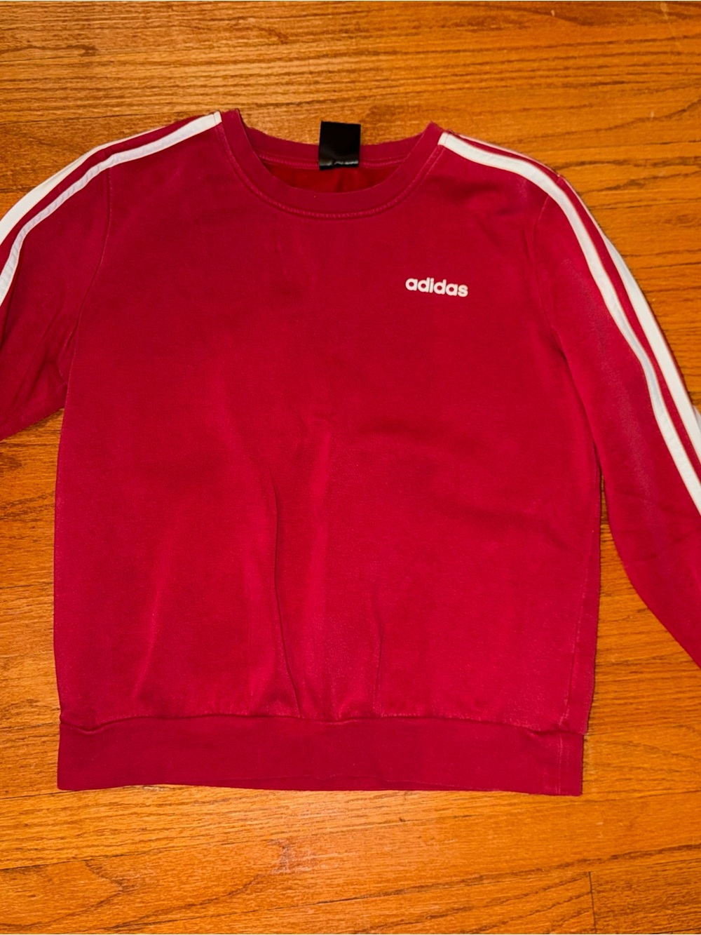adidas youth M Crimson Crewneck Sweatshirt with White Stripes